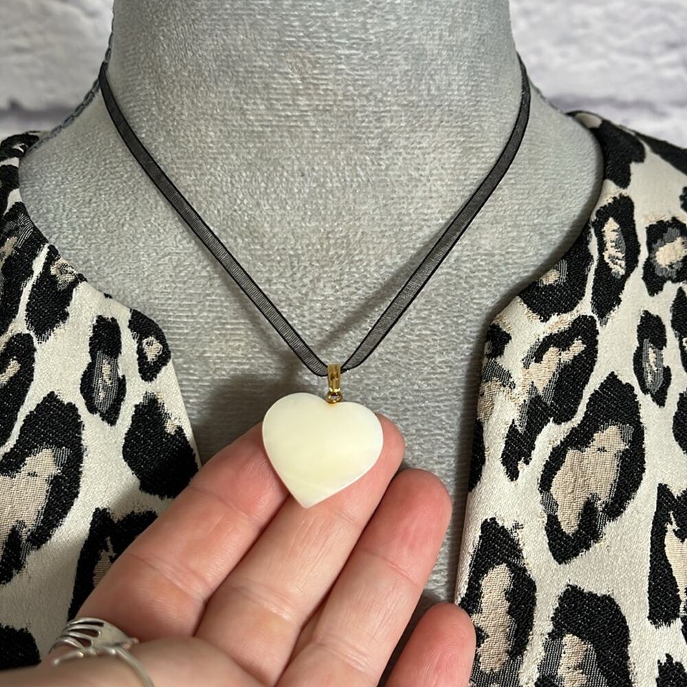 Handmade/upcycled Stone Heart Pendant Necklace